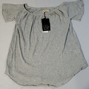 Chaser NWT Women's Lightweight Heathered Gray Cotton Knit Boatneck Top Sz Large